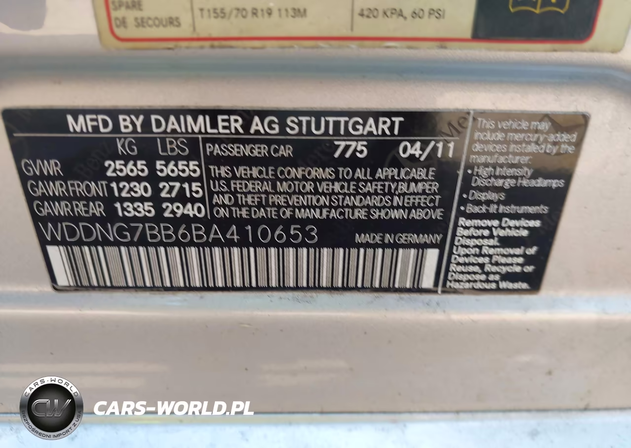 2011 Mercedes-Benz S 550 VIN:WDDNG7BB6BA410653 - 9