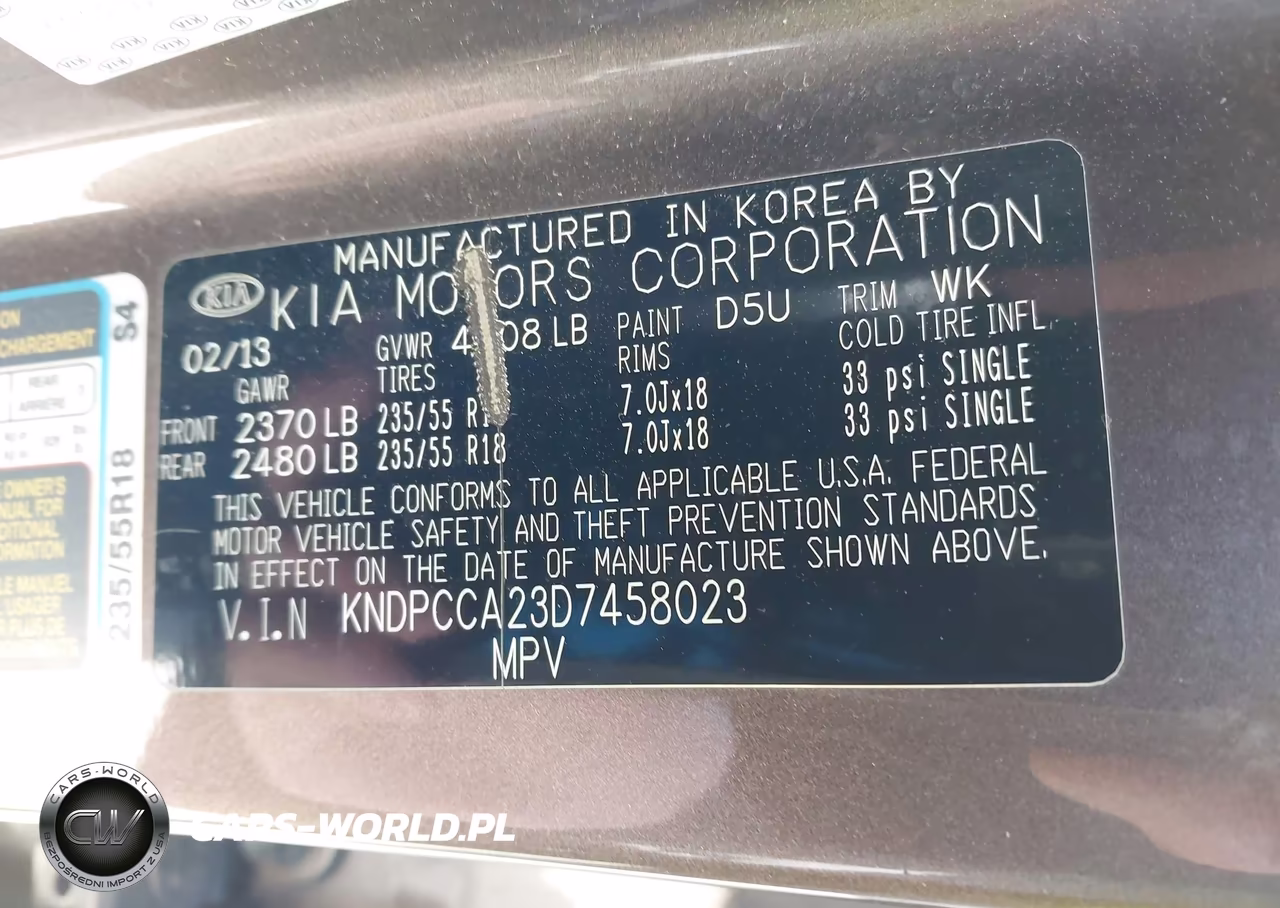 2013 Kia Sportage Ex VIN:KNDPCCA23D7458023 - 9