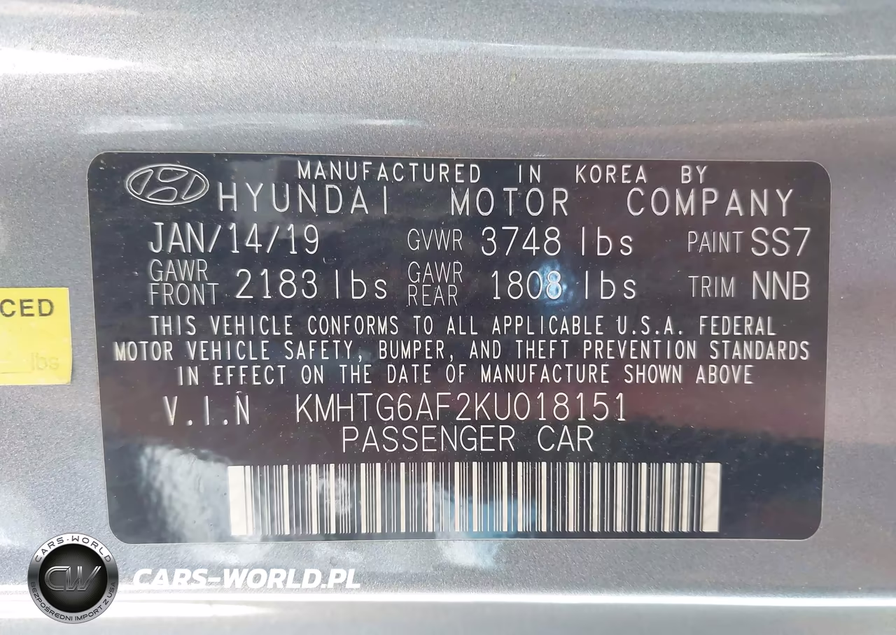 2019 Hyundai Veloster 2.0 VIN:KMHTG6AF2KU018151 - 9
