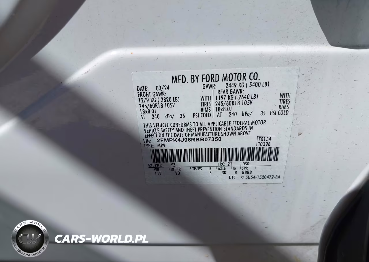 2024 Ford Edge Sel VIN:2FMPK4J96RBB07350 - 9