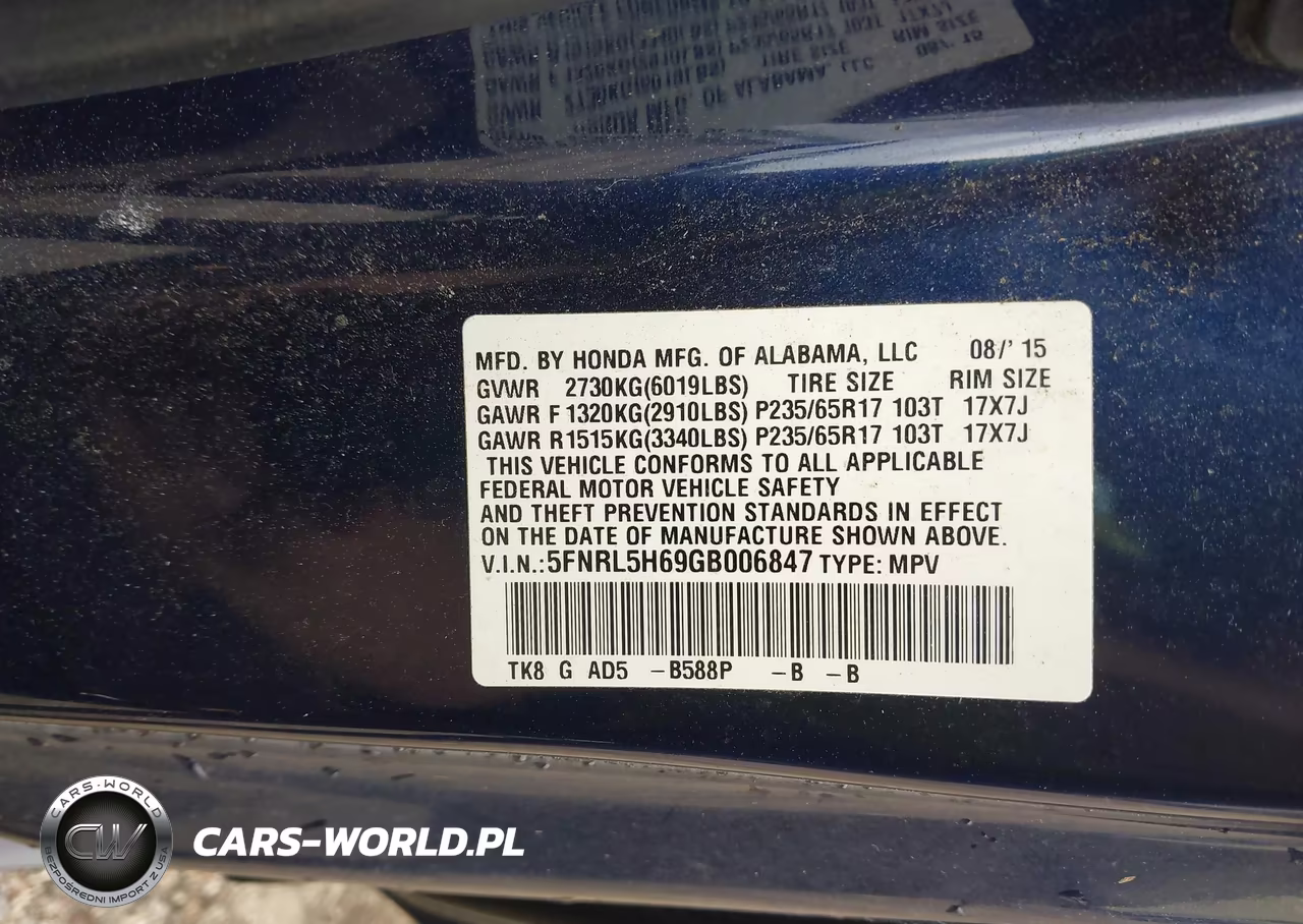 2016 Honda Odyssey Ex-L VIN:5FNRL5H69GB006847 - 9