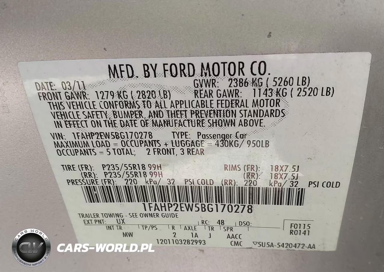 2011 Ford Taurus Sel VIN:1FAHP2EW5BG170278 - 9
