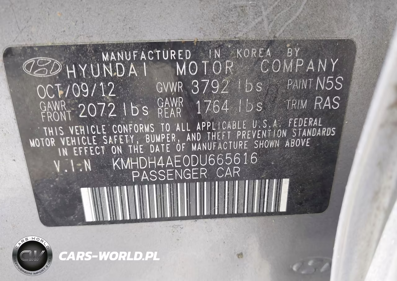 2013 Hyundai Elantra Gls VIN:KMHDH4AE0DU665616 - 9