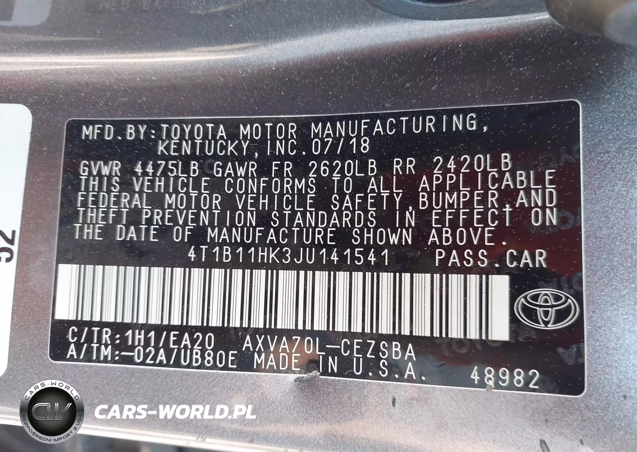2018 Toyota Camry Se VIN:4T1B11HK3JU141541 - 9