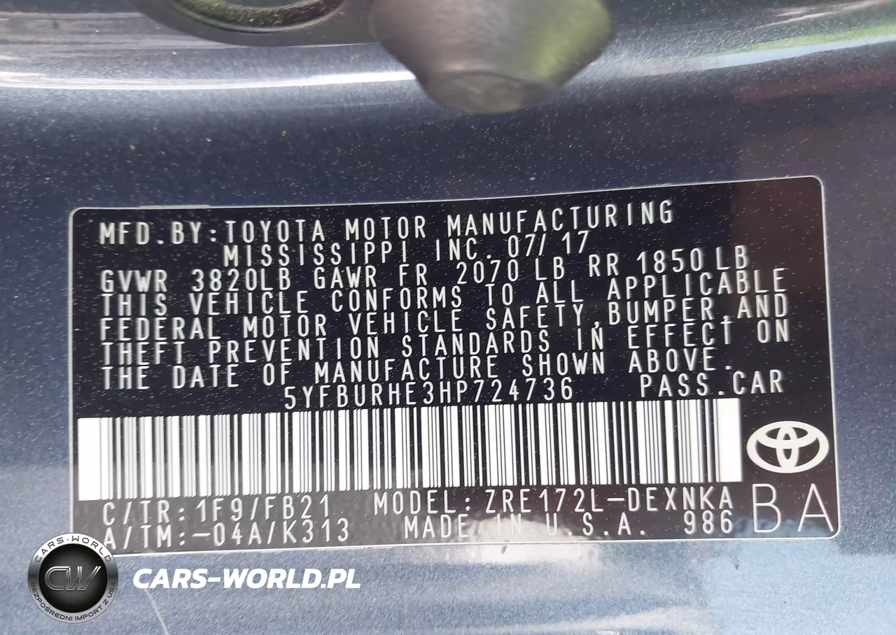 2017 Toyota Corolla Le VIN:5YFBURHE3HP724736 - 9