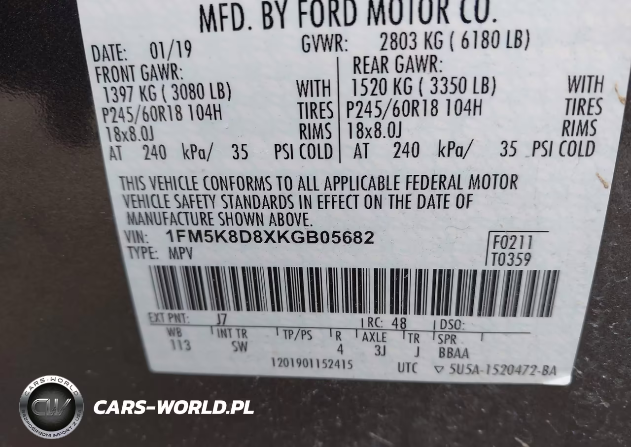 2019 Ford Explorer Xlt VIN:1FM5K8D8XKGB05682 - 9