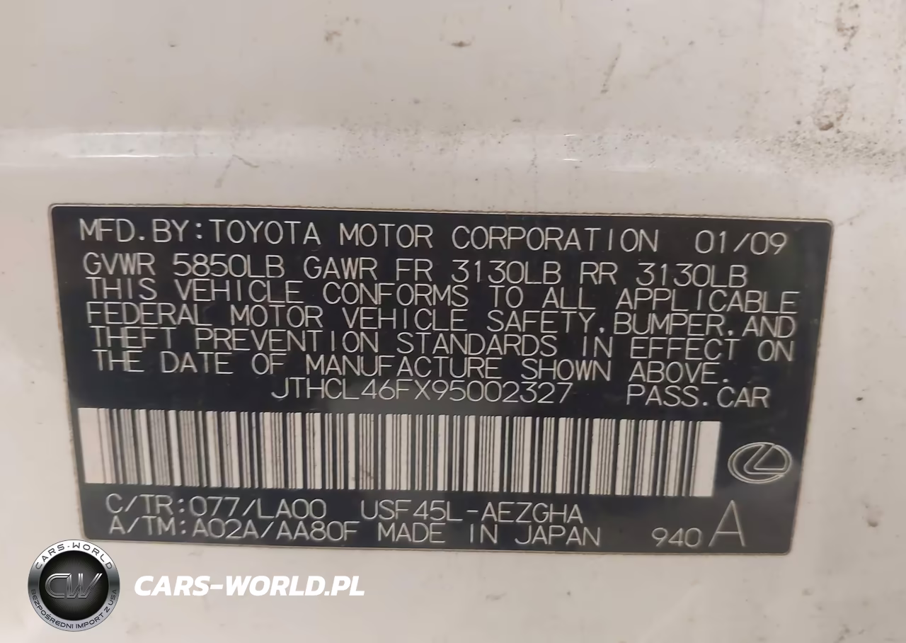 2009 Lexus Ls 460 VIN:JTHCL46FX95002327 - 9