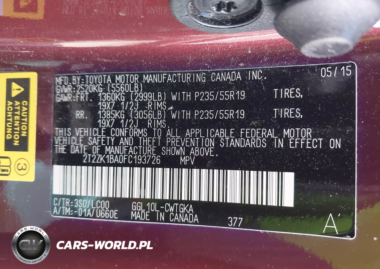 2015 Lexus Rx 350 VIN:2T2ZK1BA0FC193726 - 9