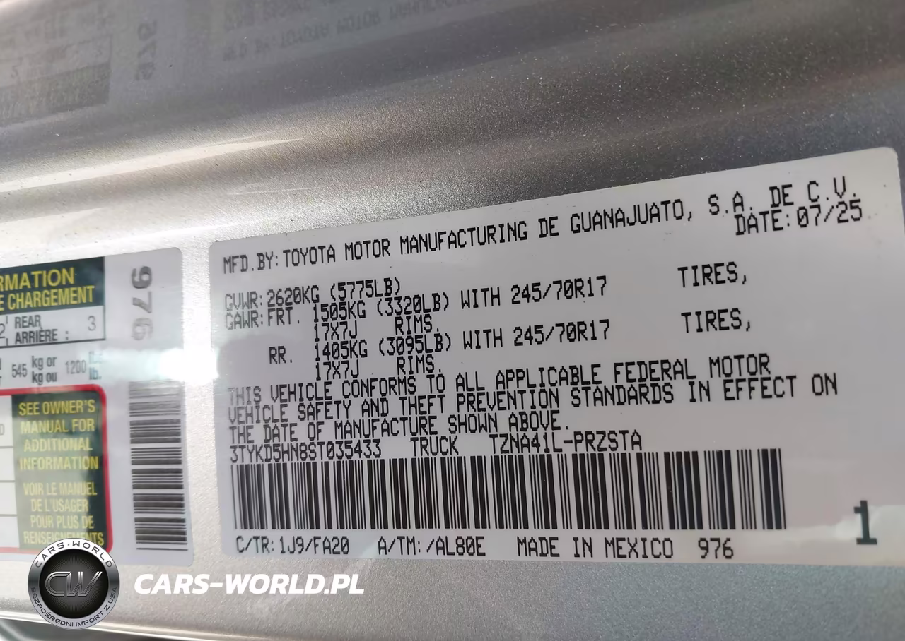 2025 Toyota Tacoma Sr VIN:3TYKD5HN8ST035433 - 9