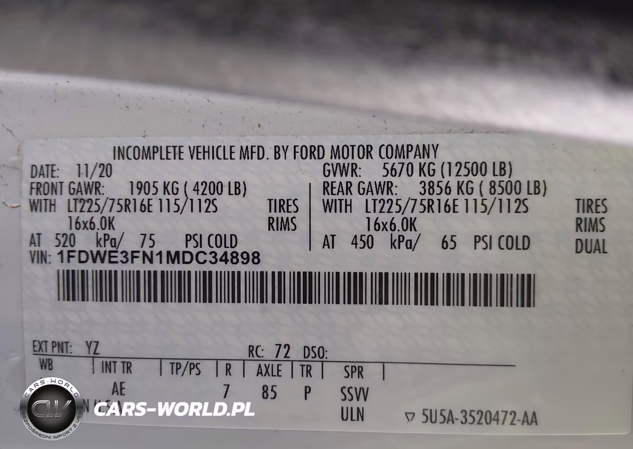 2021 Ford E-350 Cutaway VIN:1FDWE3FN1MDC34898 - 8