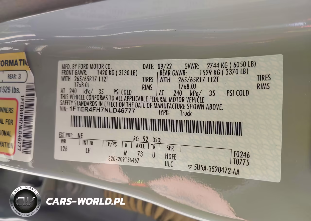 2022 Ford Ranger Xl VIN:1FTER4FH7NLD46777 - 9