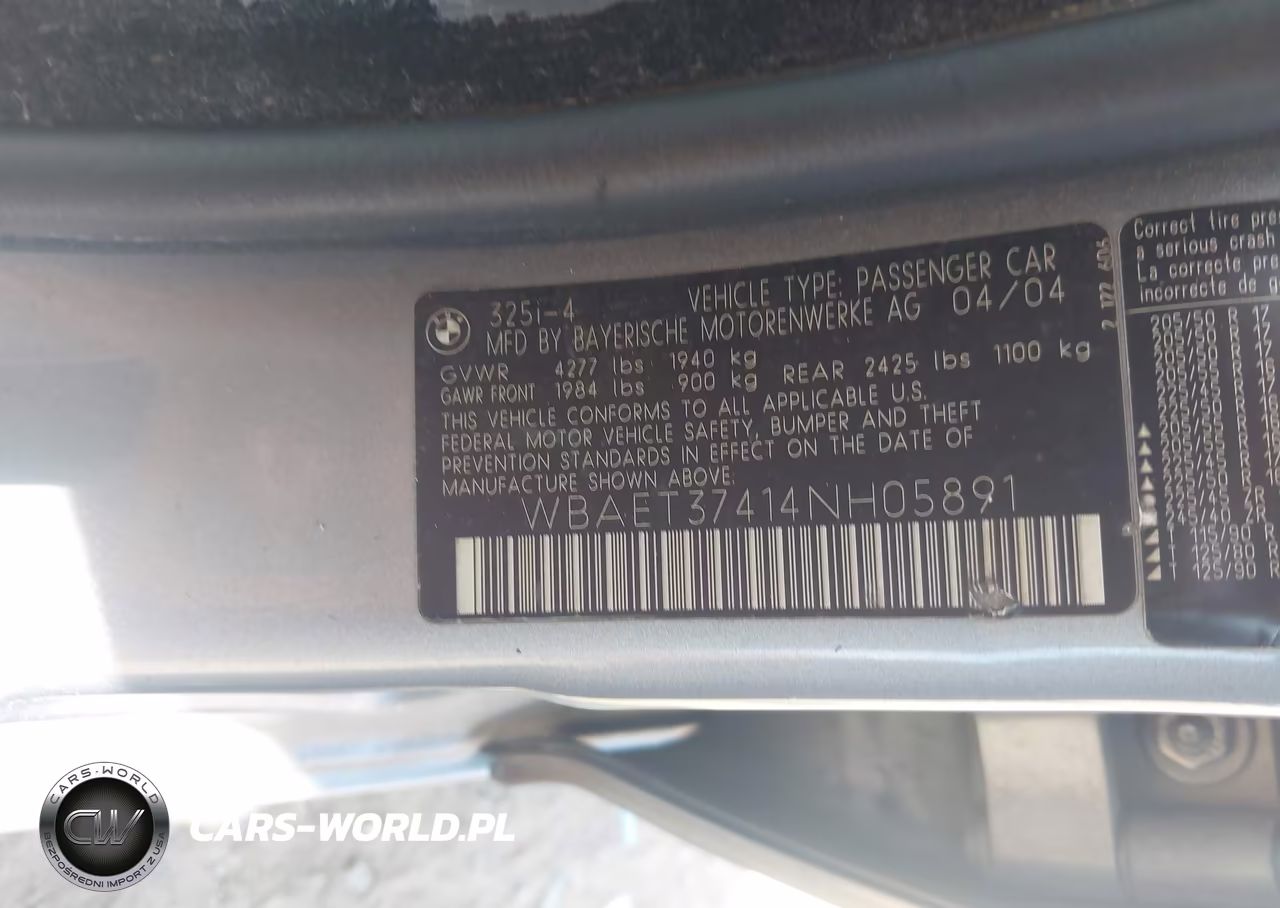 2004 BMW 325I VIN:WBAET37414NH05891 - 9