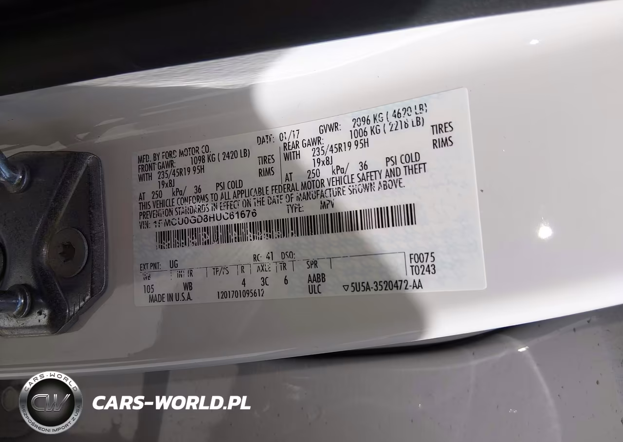 2017 Ford Escape Se VIN:1FMCU0GD8HUC61676 - 9