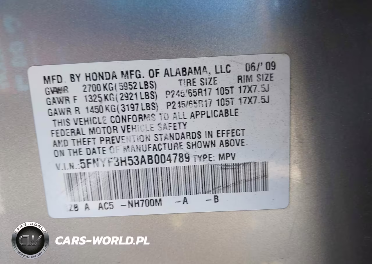 2010 Honda Pilot Ex-L VIN:5FNYF3H53AB004789 - 9