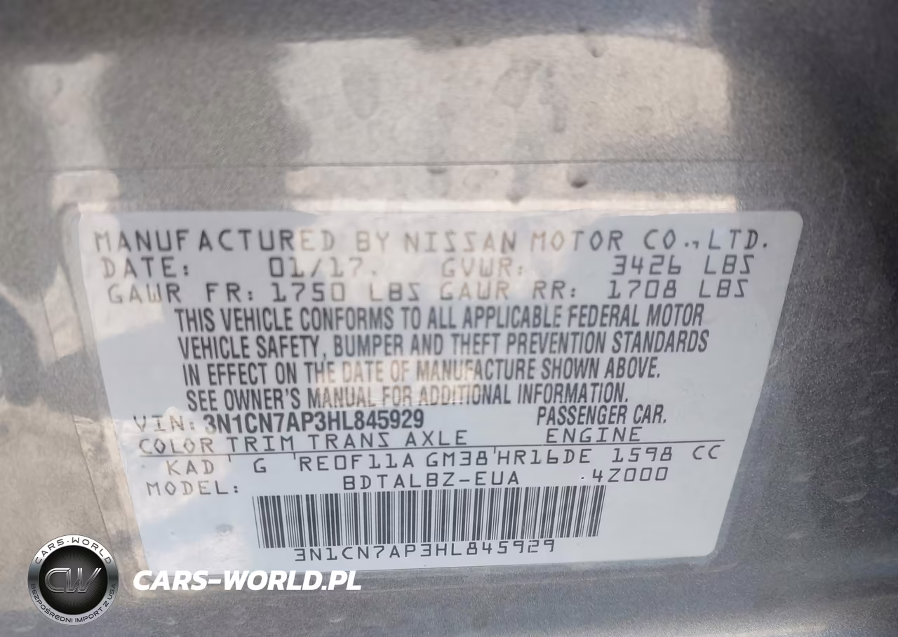 2017 Nissan Versa 1.6 Sv VIN:3N1CN7AP3HL845929 - 9