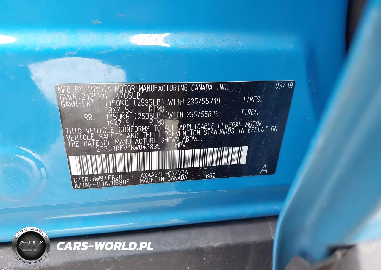 2019 Toyota Rav4 Adventure VIN:2T3J1RFV1KW043835 - 9