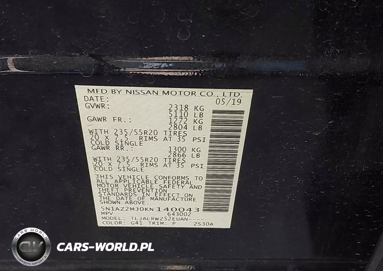 2019 Nissan Murano Sl VIN:5N1AZ2MJ0KN140043 - 9