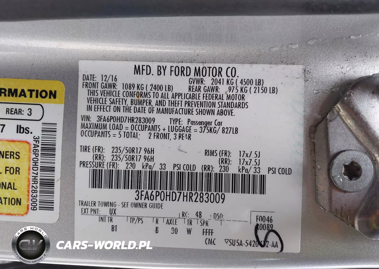 2017 Ford Fusion Se VIN:3FA6P0HD7HR283009 - 9