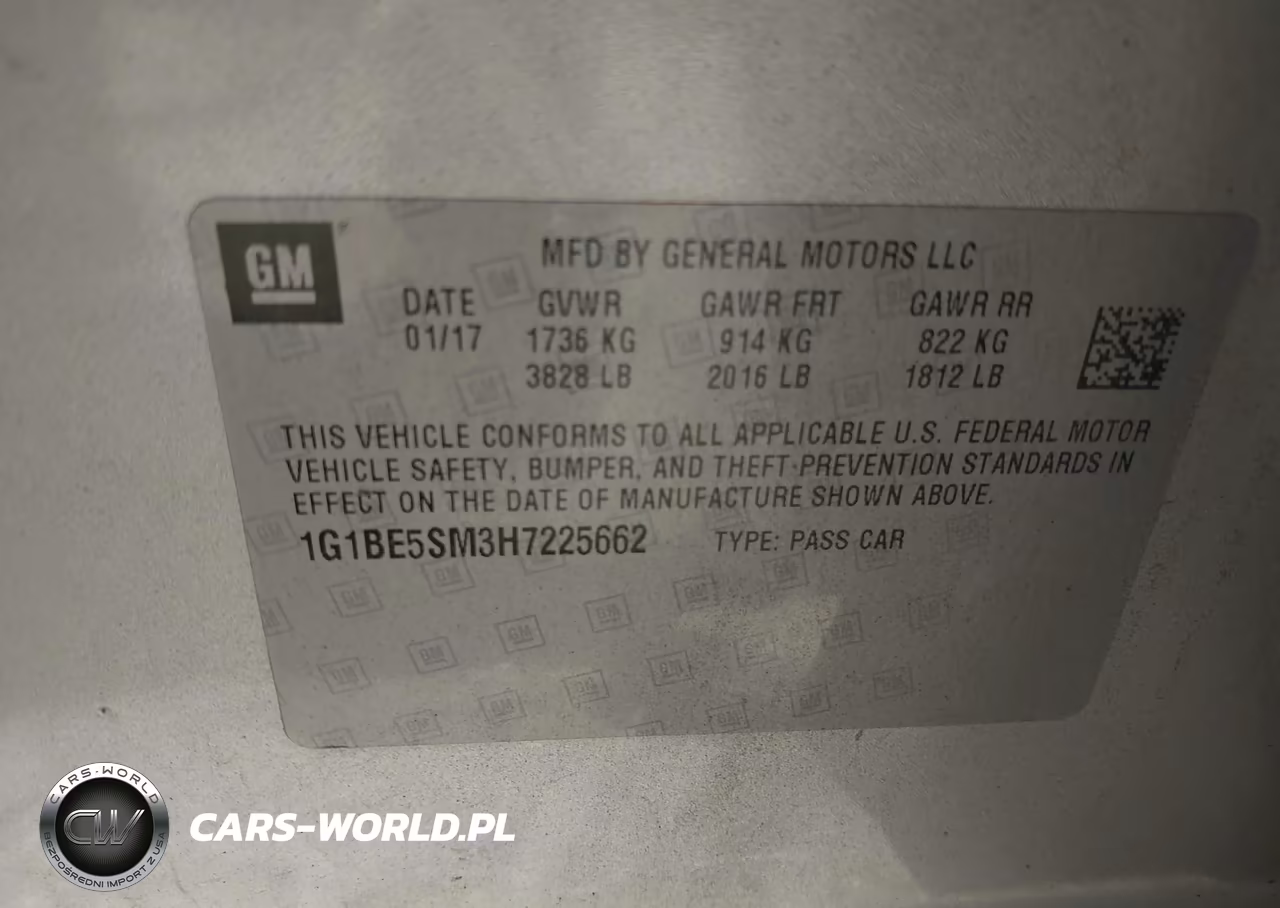 2017 Chevrolet Cruze Lt Auto VIN:1G1BE5SM3H7225662 - 9