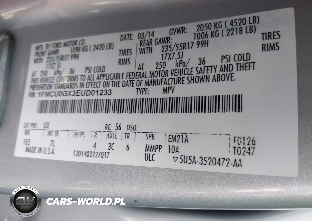 2014 Ford Escape Se VIN:1FMCU0GX3EUD01233 - 9