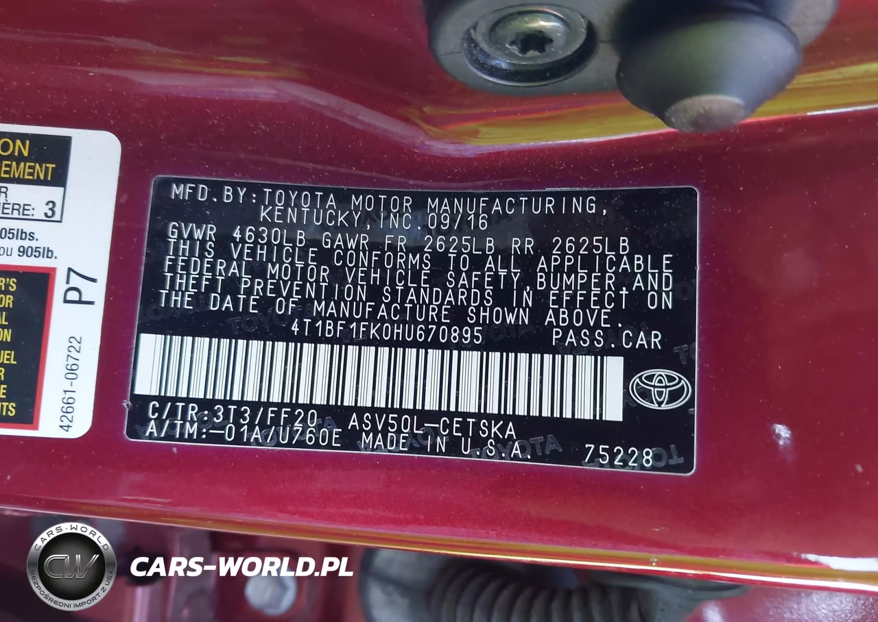 2017 Toyota Camry Se VIN:4T1BF1FK0HU670895 - 9