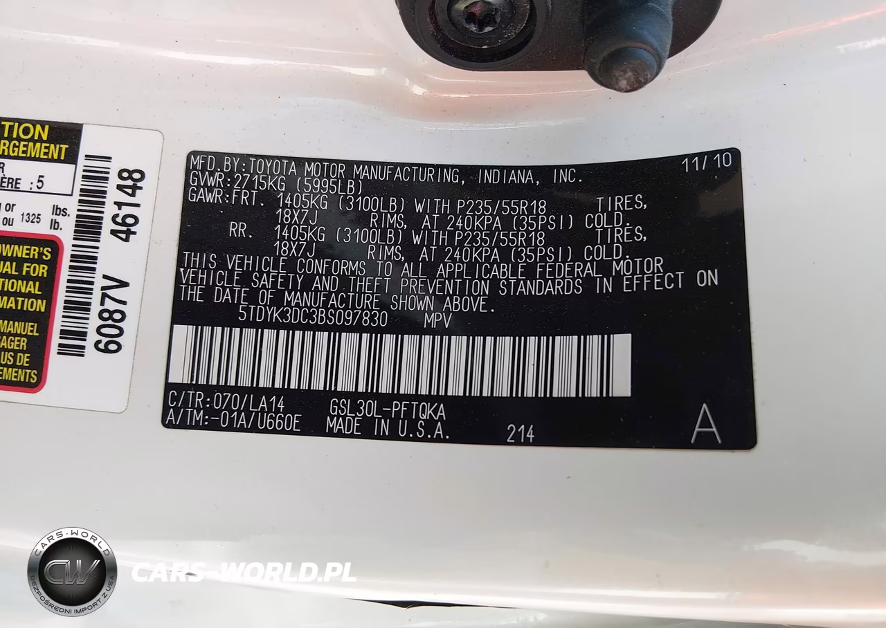 2011 Toyota Sienna Limited V6 VIN:5TDYK3DC3BS097830 - 9