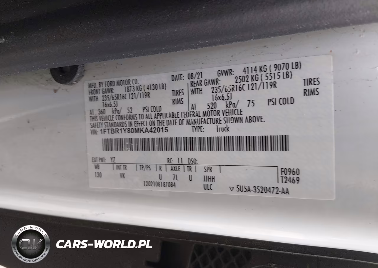 2021 Ford Transit-250 VIN:1FTBR1Y80MKA42015 - 9