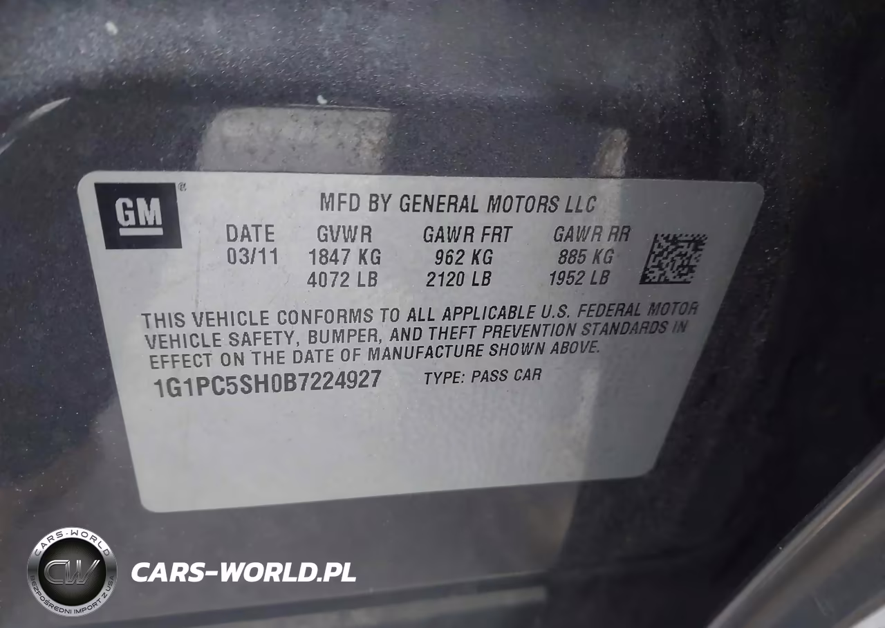 2011 Chevrolet Cruze Ls VIN:1G1PC5SHOB7224927 - 9