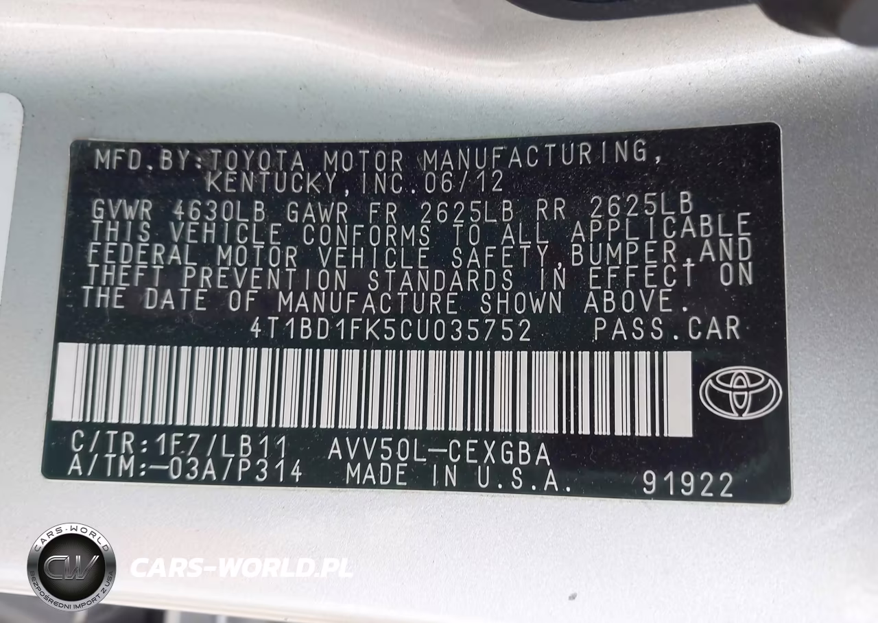 2012 Toyota Camry Hybrid Xle VIN:4T1BD1FK5CU035752 - 9