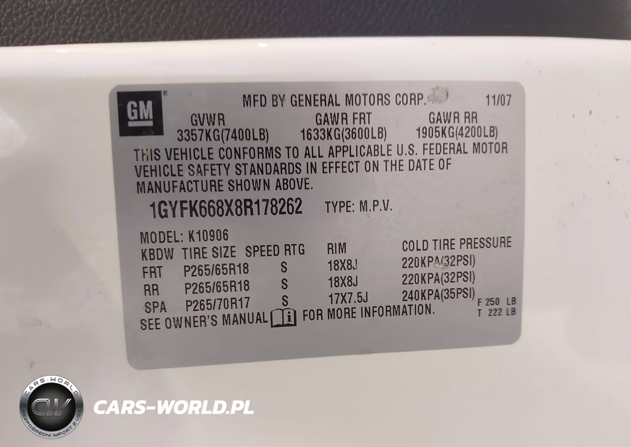 2008 Cadillac Escalade Esv Standard VIN:1GYFK668X8R178262 - 9