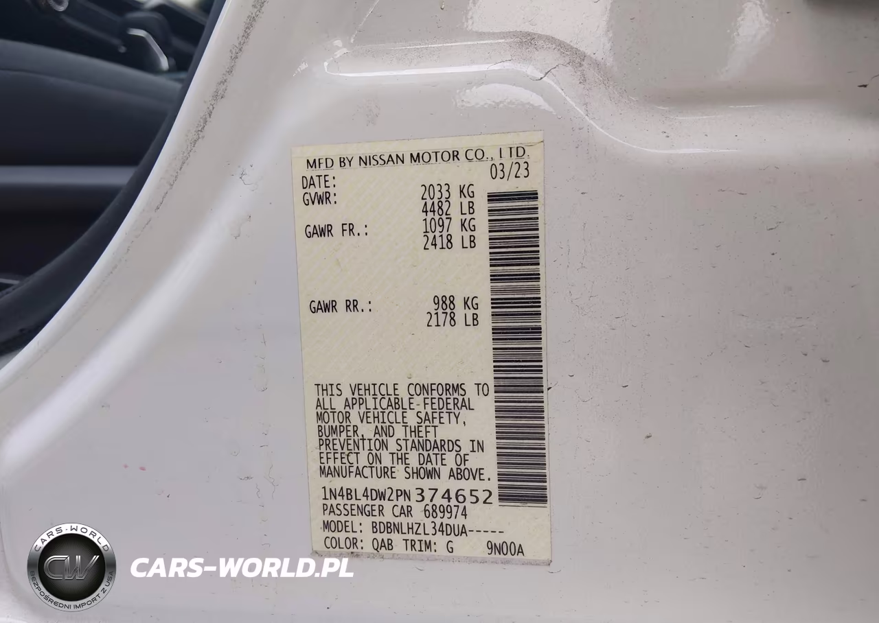 2023 Nissan Altima Sv Intelligent Awd VIN:1N4BL4DW2PN374652 - 9