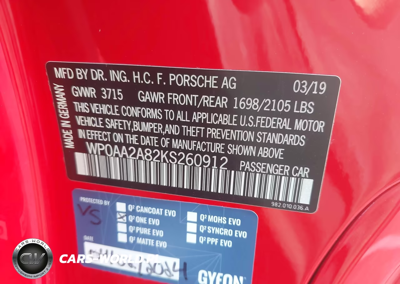 2019 Porsche 718 Cayman VIN:WP0AA2A82KS260912 - 9