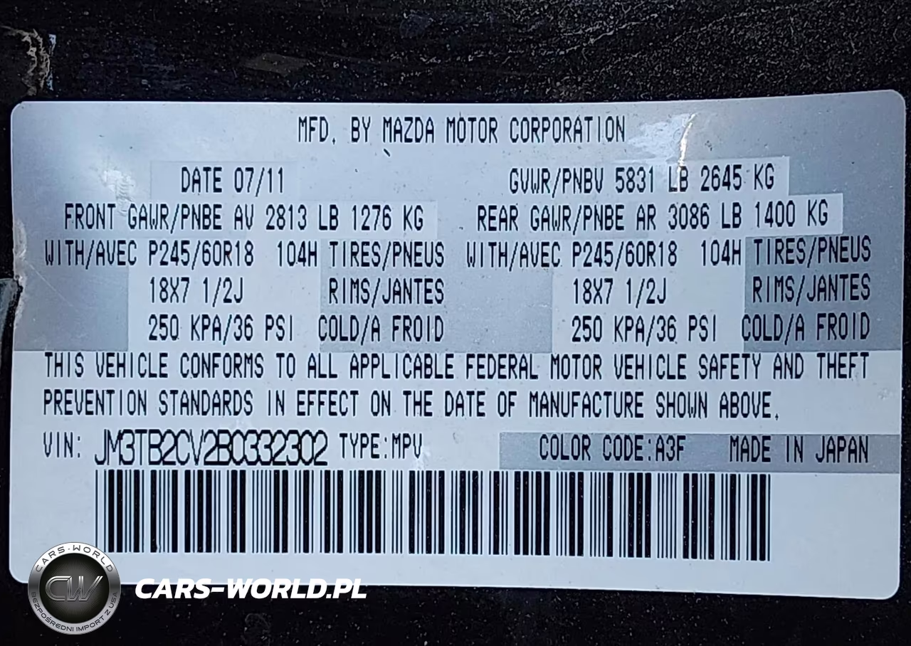 2011 Mazda Cx-9 Touring VIN:JM3TB2CV2B0332302 - 9