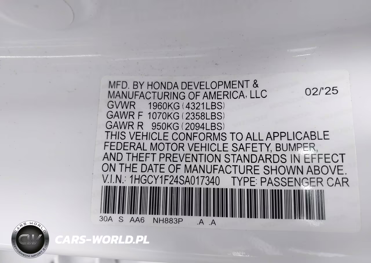2025 Honda Accord Lx VIN:1HGCY1F24SA017340 - 9