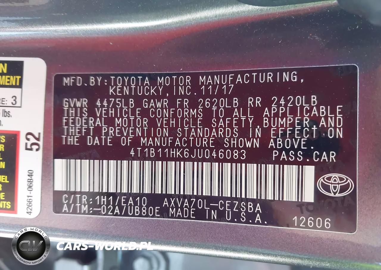2018 Toyota Camry Se VIN:4T1B11HK6JU046083 - 9