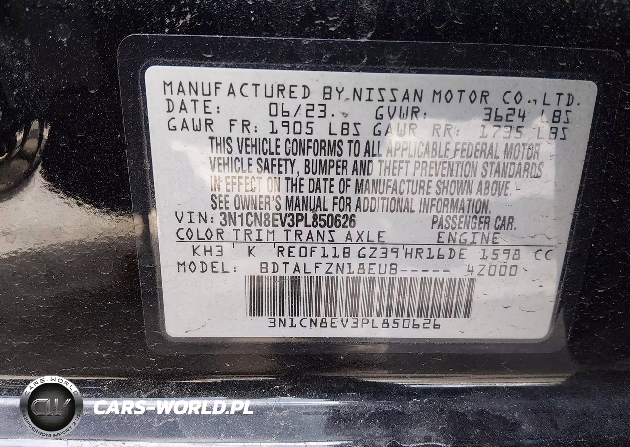 2023 Nissan Versa 1.6 Sv Xtronic Cvt VIN:3N1CN8EV3PL850626 - 9