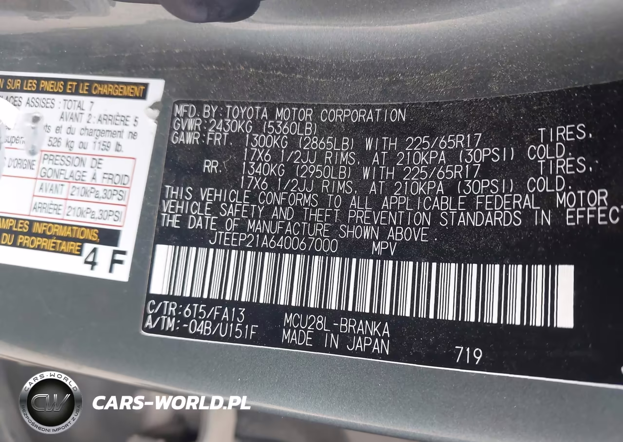 2004 Toyota Highlander Limited V6 VIN:JTEEP21A640067000 - 9