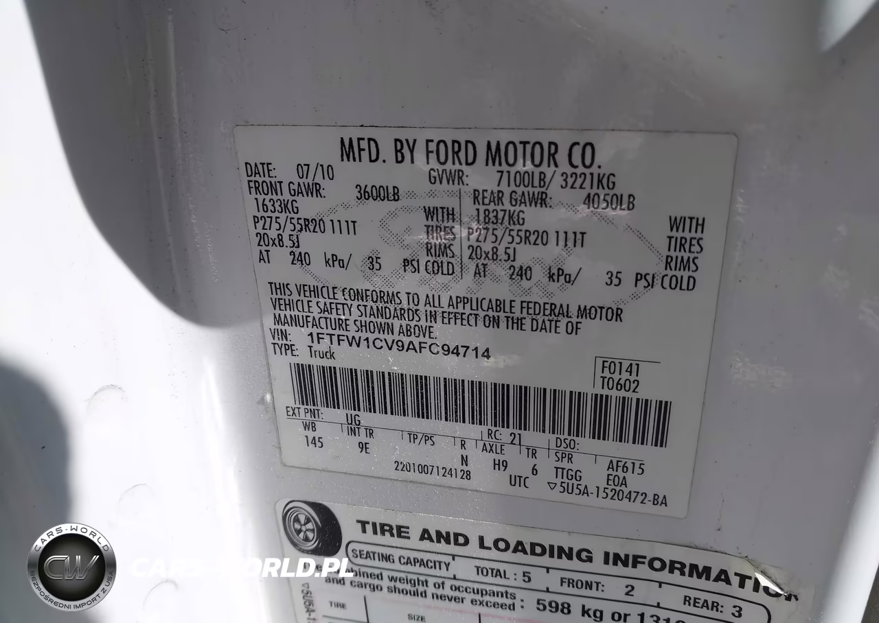 2010 Ford F-150 Fx2 Sport-Harley-Davidson-King Ranch-Lariat-Platinum-Xl-Xlt VIN:1FTFW1CV9AFC94714 - 9