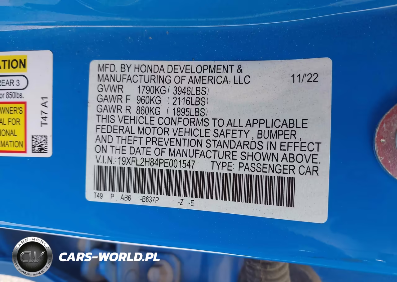 2023 Honda Civic Sport VIN:19XFL2H84PE001547 - 9