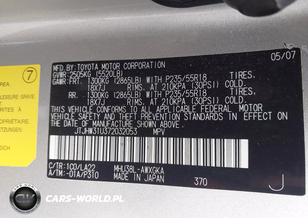 2007 Lexus Rx 400H VIN:JTJHW31U372032053 - 9