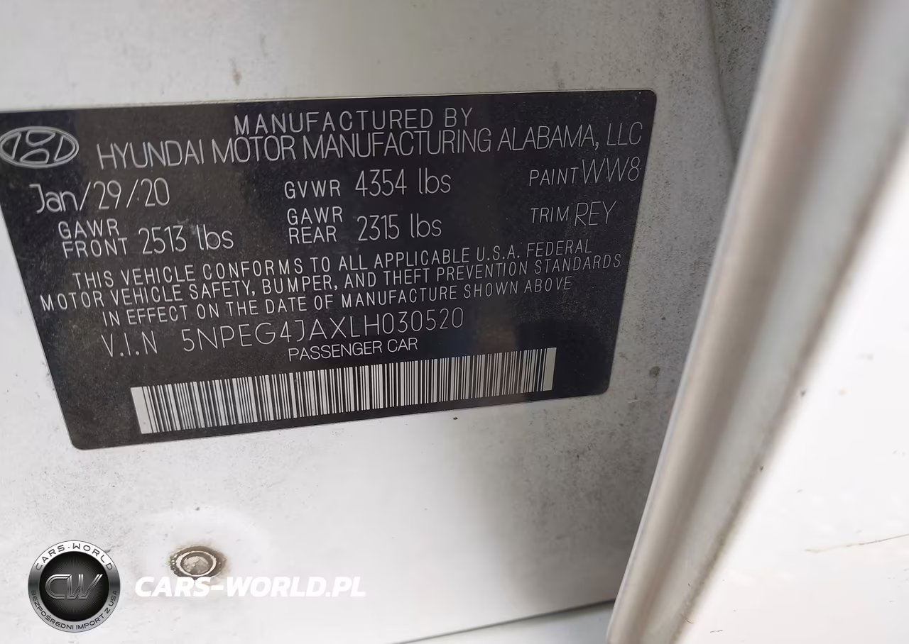 2020 Hyundai Sonata Se VIN:5NPEG4JAXLH030520 - 9
