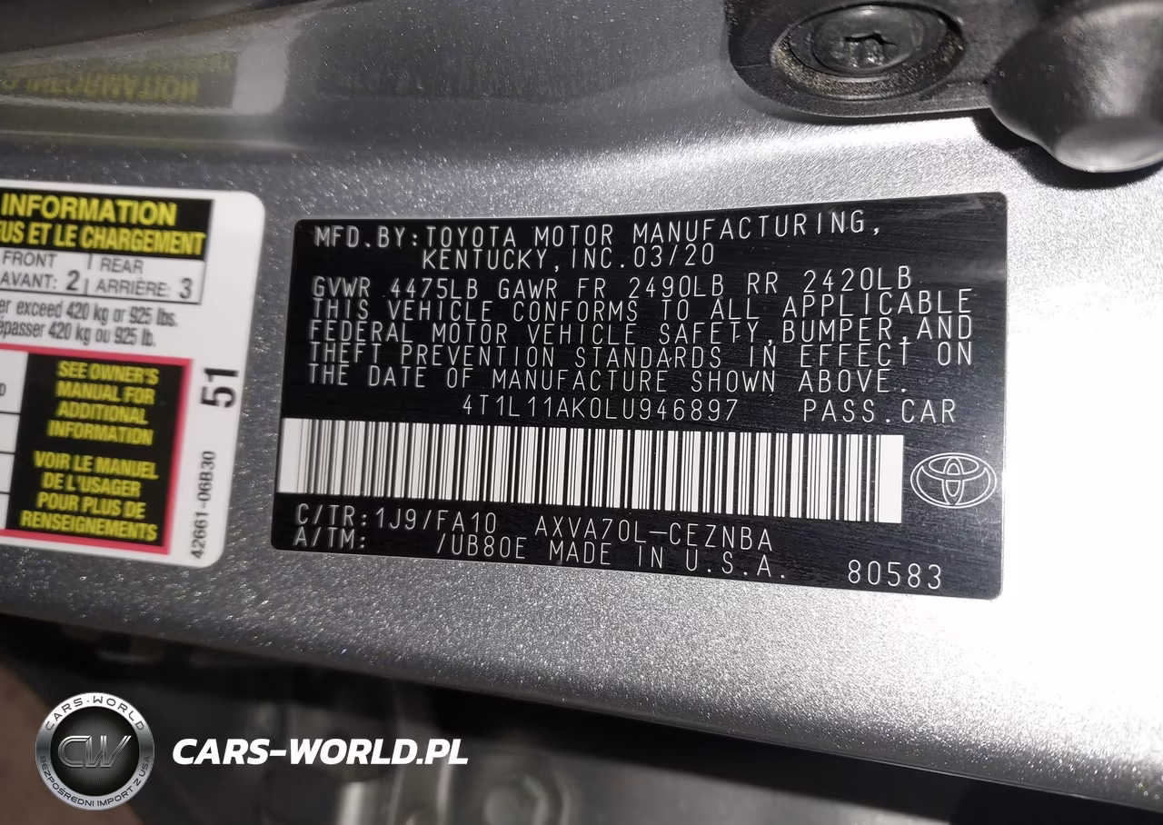 2020 Toyota Camry Le VIN:4T1L11AK0LU946897 - 9