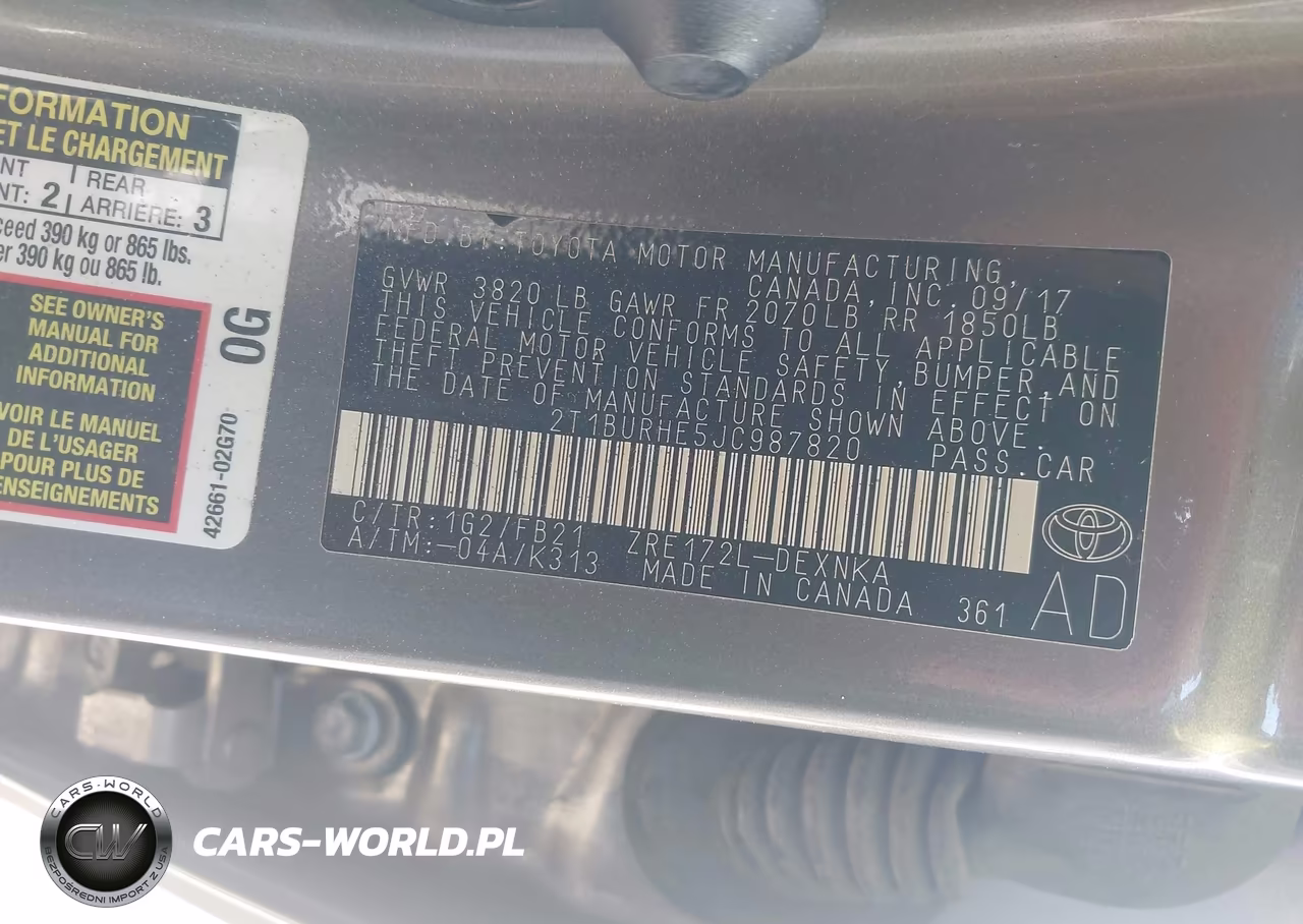 2018 Toyota Corolla Le VIN:2T1BURHE5JC987820 - 9