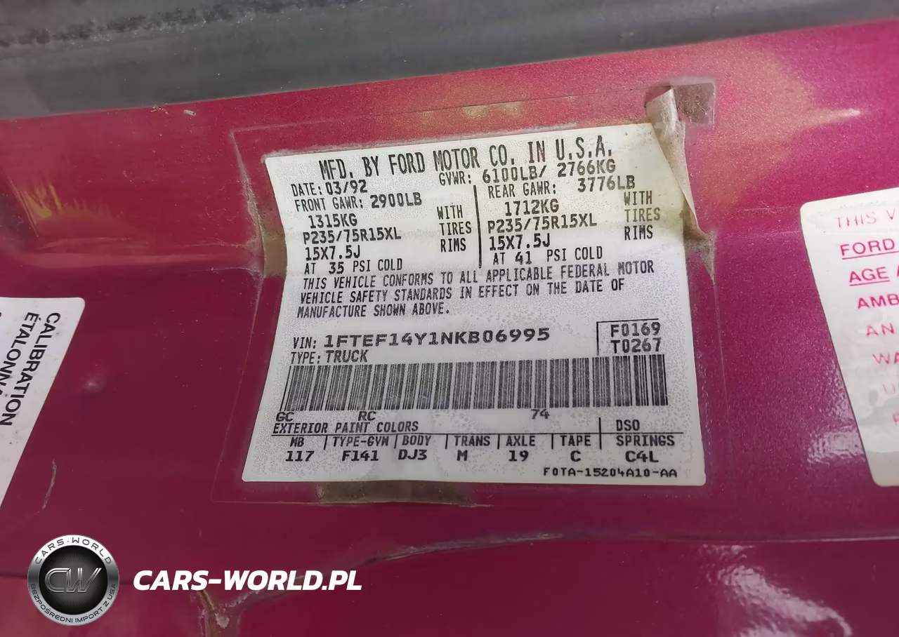 1992 Ford F150 VIN:1FTEF14Y1NKB06995 - 9