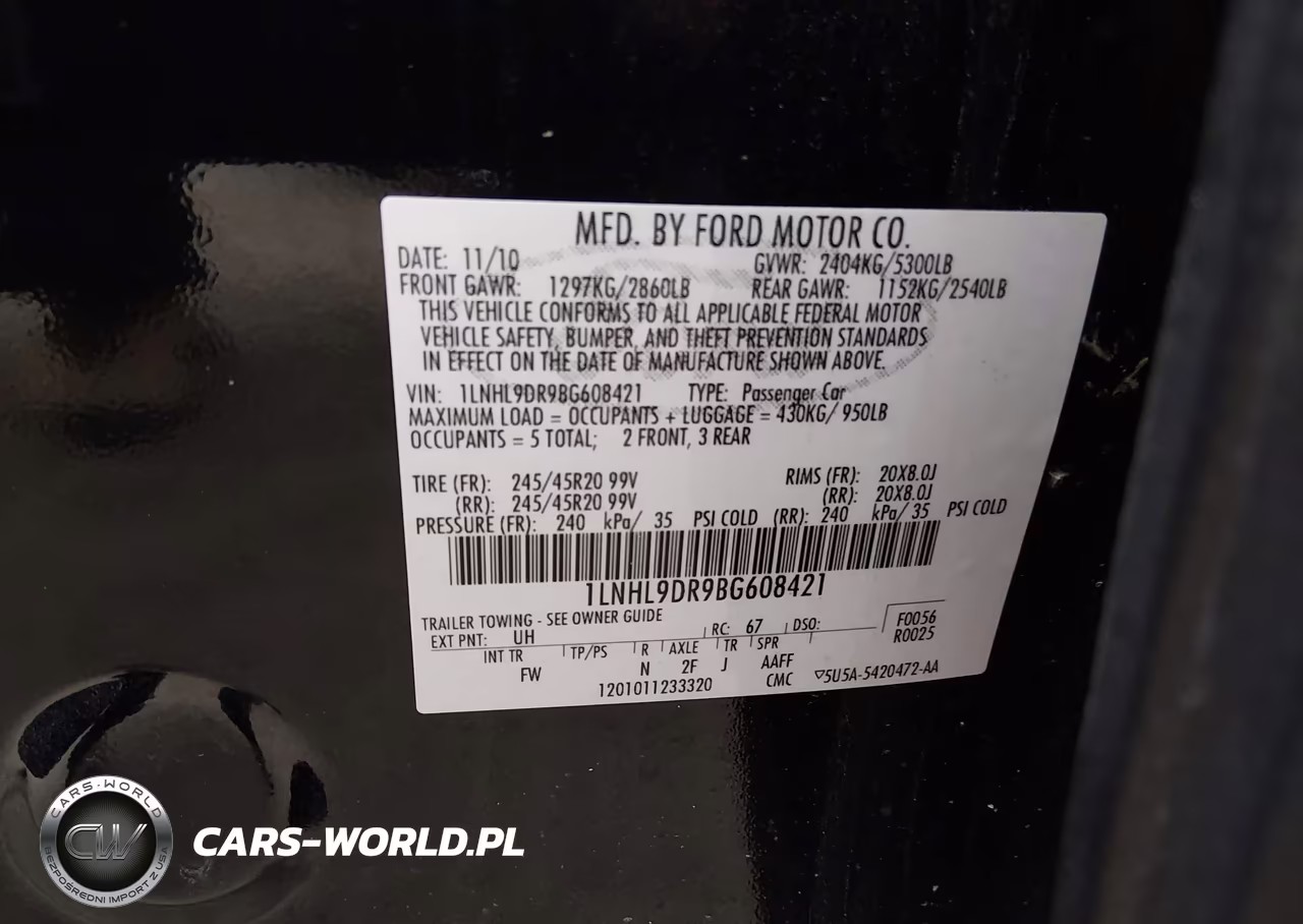 2011 Lincoln Mks VIN:1LNHL9DR9BG608421 - 9