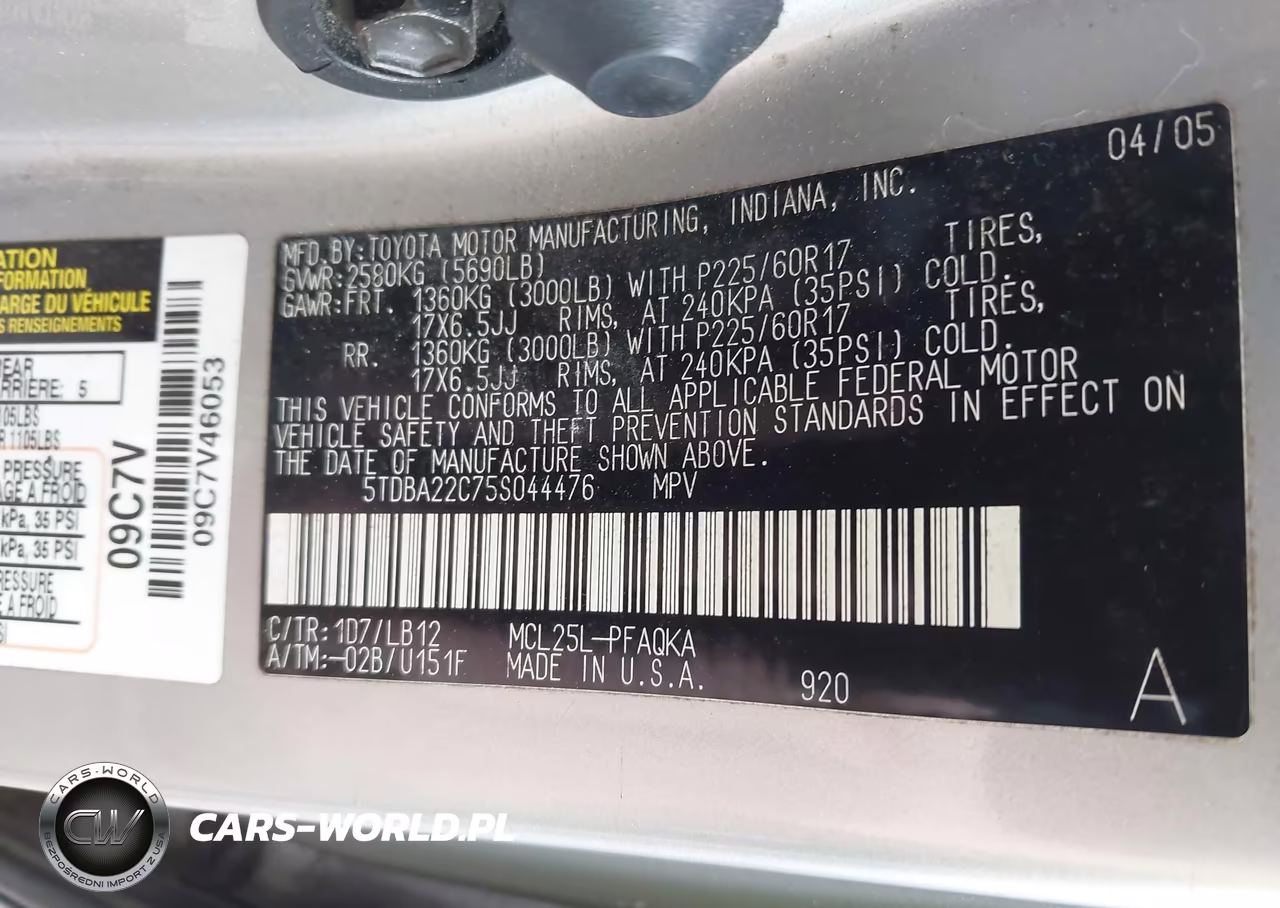 2005 Toyota Sienna Xle Limited VIN:5TDBA22C75S044476 - 9