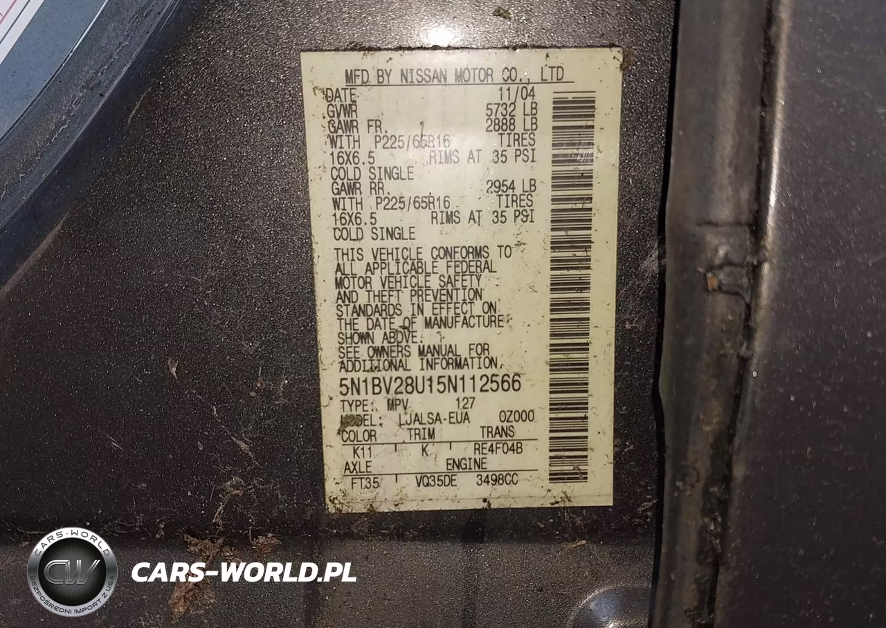 2005 Nissan Quest 3.5 S VIN:5N1BV28U15N112566 - 9