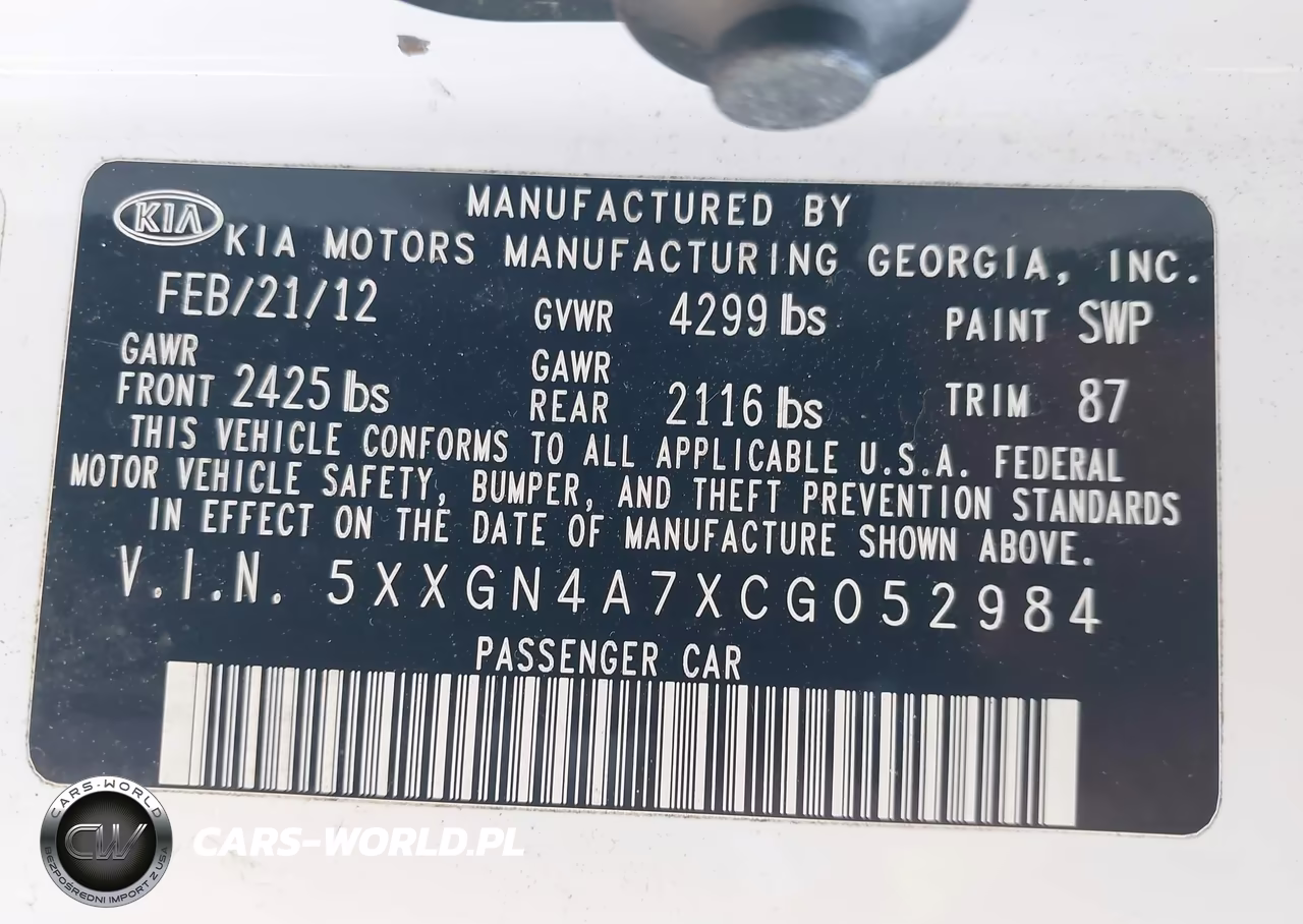 2012 Kia Optima Ex VIN:5XXGN4A7XCG052984 - 9