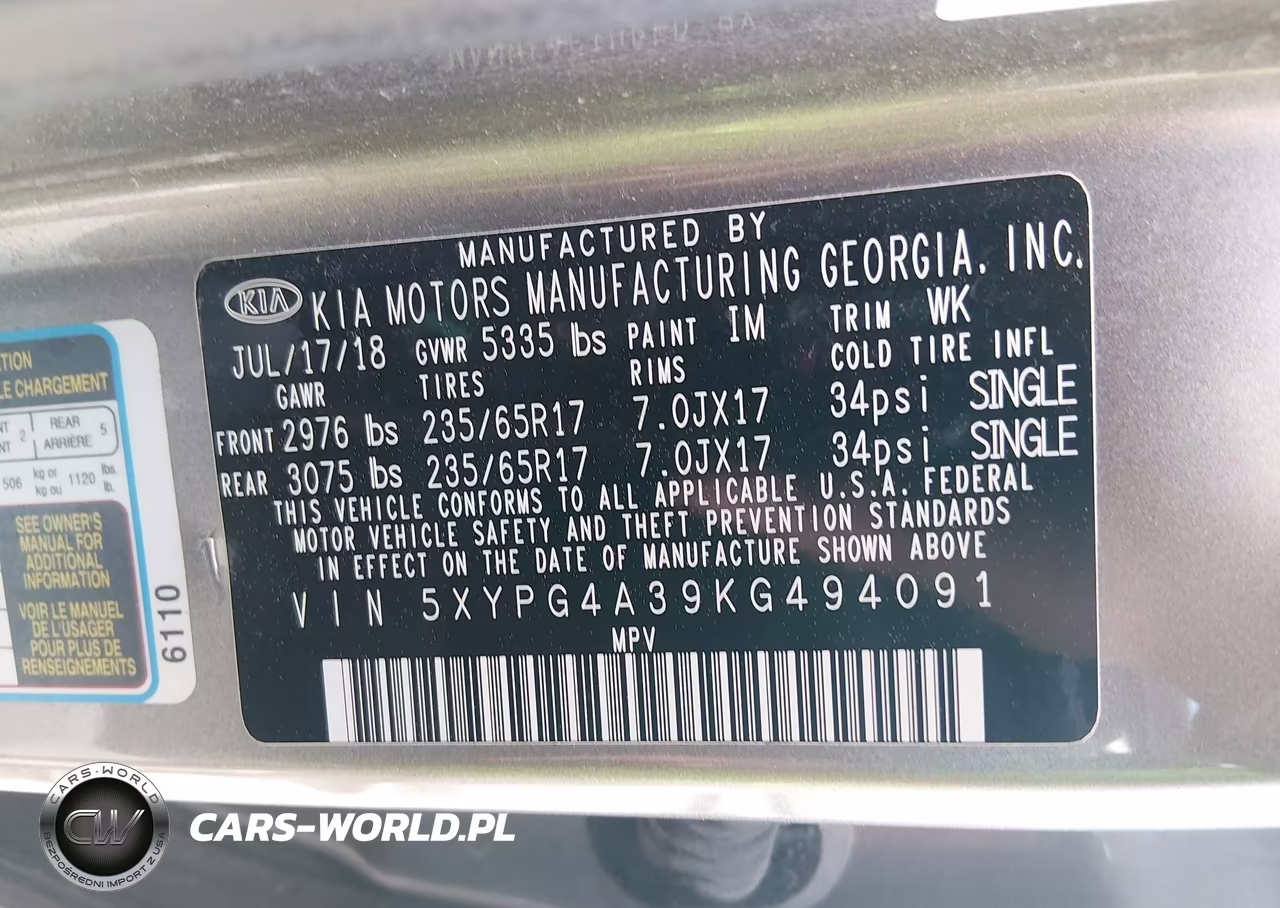 2019 Kia Sorento 2.4L L VIN:5XYPG4A39KG494091 - 9