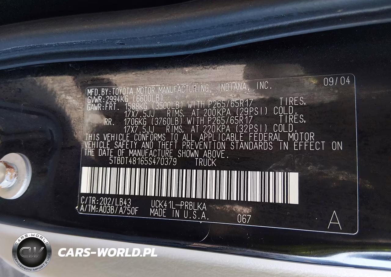 2005 Toyota Tundra Limited V8 VIN:5TBDT48165S470379 - 9